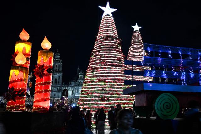 A Christmas light festival was held at the Zocalo square in Mexico City Mexico on Dec 22