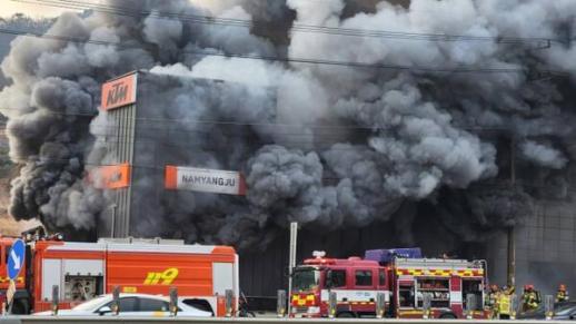 Fire breaks out at motorcycle repair shop in Namyangju