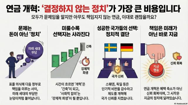 [아주사설 | 기본·원칙·상식] (6) 연금 개혁, 미루는 정치에서 책임지는 정치로 넘어가자