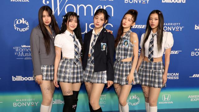 K-pop girl group NewJeans pose for a photo at the Billboard Women in Music on March 6 2024 Reuters