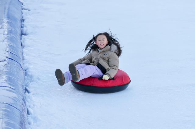 People enjoy sledding at a snow park in Yangjae-dong southern Seoul on Jan 2 AJP Yoo Na-hyun