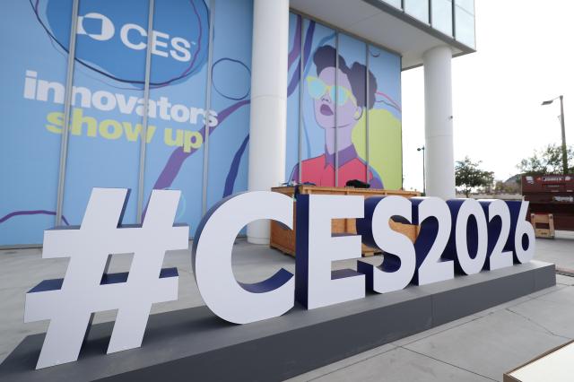 On Jan 5 local time an installation is seen at the Las Vegas Convention Center in Nevada ahead of the opening of the world’s largest consumer electronics and information technology exhibition CES 2026 Yonhap
