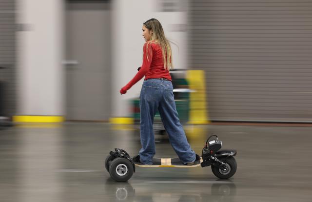 On Jan 4 local time a visitor rides an electric skateboard at CES 2026 Unveiled held at the Mandalay Bay Convention Center in Nevada ahead of the world’s largest consumer electronics and information technology exhibition CES 2026