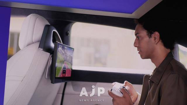 A demonstration of a passenger playing Playstation games through the consoles remote play system on the Afeela 1 showcased at the Las Vegas Convention Center in Las Vegas Jan 5 2026 