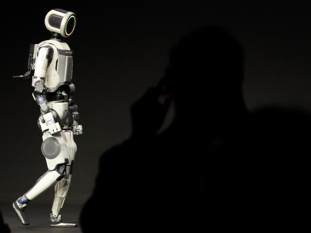Hyundai Motor humanoid robot Atlas developed by Boston Dynamics takes the stage at CES on Jan 7 2026 Yonhap