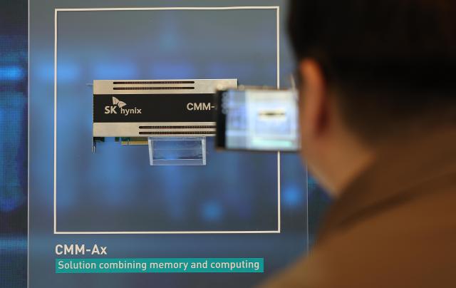 A video showcasing HBM4 is played at the SK hynix booth at the Venetian Convention Center during the third day of CES 2026 in Las Vegas Nevada on Jan 8 2026 local time Yonhap