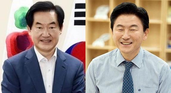 안병용 신한대학교 교수와 김동근 의정부 시장왼쪽부터 사진연합뉴스