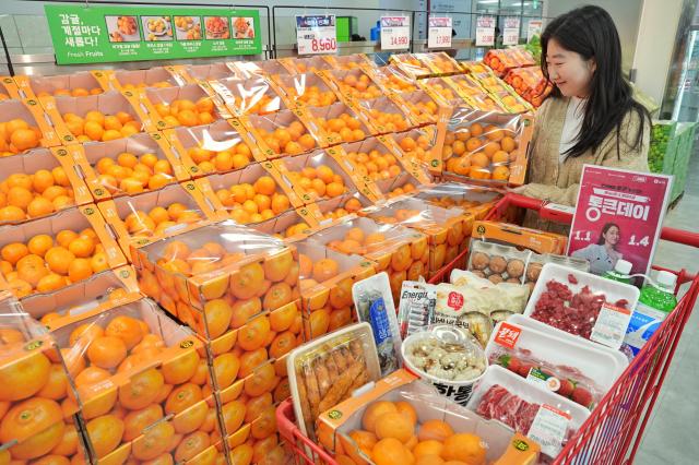 롯데마트 직원이 서울 중구 롯데마트 제타플렉스 서울역점에서 통큰데이 행사를 소개하고 있다 사진롯데마트