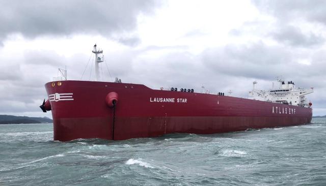 지난 2025년 11월 대한조선이 인도한 수에즈막스급 원유운반선의 모습ATLAS MARITIME 제공사진대한조선