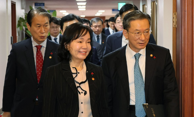 왼쪽부터권오을 국가보훈부 장관 송경희 개인정보보호위원장 정성호 법무부 장관이 지난 13일 서울 종로구 정부서울청사에서 열린 국무회의에 참석하고 있다 사진연합뉴스