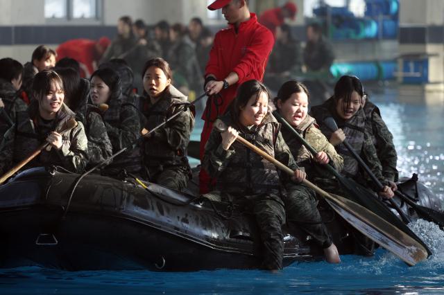 Participants take part in training during the 2026 Winter Marine Corps Camp at the 1st Marine Division in Pohang North Gyeongsang Province on Jan 13 2026 Yonhap