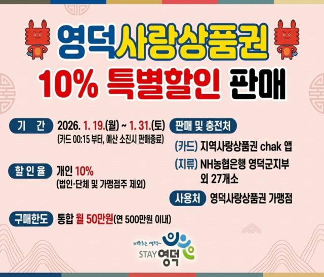 2026년 영덕사랑상품권 10 특별 할인 판매 홍보물 사진영덕군