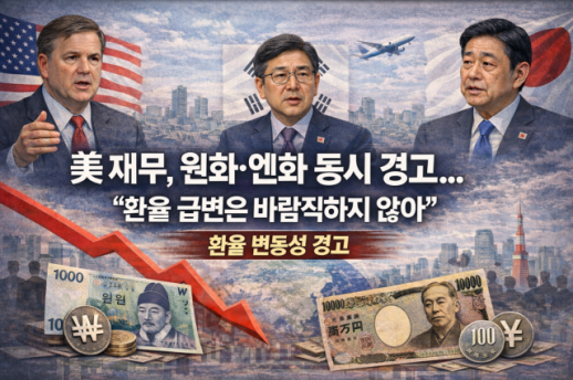 美 재무, 원화·엔화 변동성 동시 우려...환율 급변은 바람직하지 않아