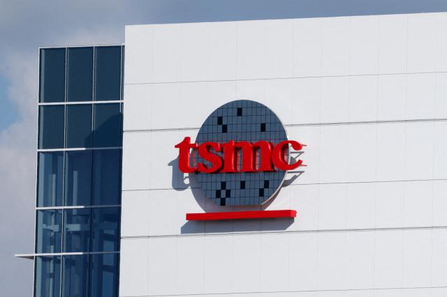 The logo of Taiwan Semiconductor Manufacturing Company TSMC is displayed at its fabrication plant in Kaohsiung Taiwan June 7 2025 REUTERS-Yonhap 