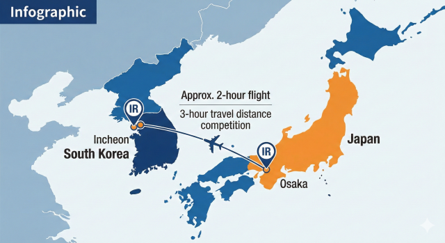 인천과 일본 오사카 IR의 지리적 인접성과 경쟁 관계 사진AI 이미지
