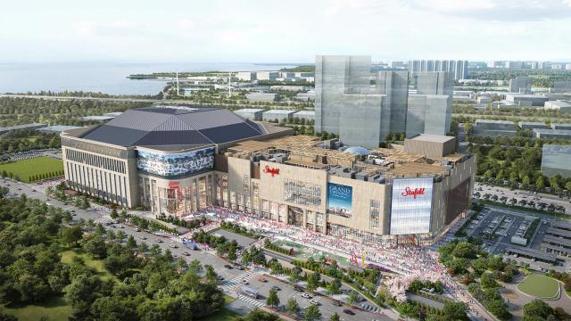 스타필드청라 조감도 2027년 말 준공 예정인 스타필드청라는 멀티스타디움돔구장과 복합쇼핑시설이 결합된 랜드마크로 조성돼 K팝 및 해외 유명 아티스트 공연 e-스포츠 국제대회 공간 등으로 활용 예정이다 사진인천경제청