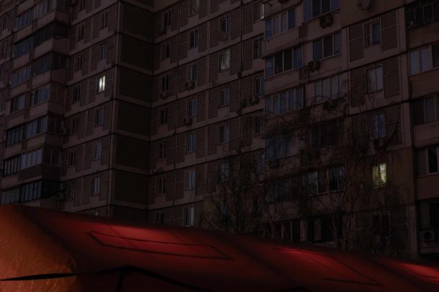 20일현지시간 러시아 공습 이후 대규모 정전이 이어진 우크라이나 키이우의 모습