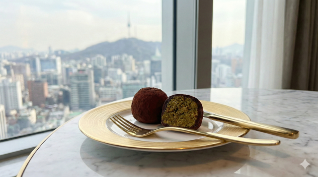 호텔에서 맛보는 두쫀쿠 사진AI 이미지
