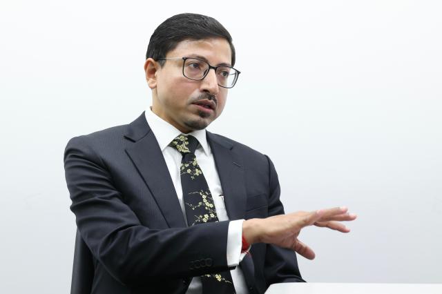 HE Gourangalal Das Ambassador of India to South Korea speaks during an interview with AJP at the Aju Newsroom on Jan 16 2026 AJP Yoo Na-hyun