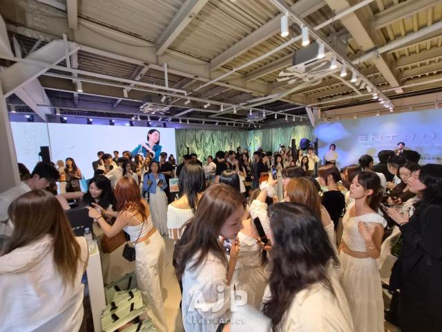 Visitors gather to enjoy a beauty pop-up event in Seongsu Seoul AJP Candice Kim