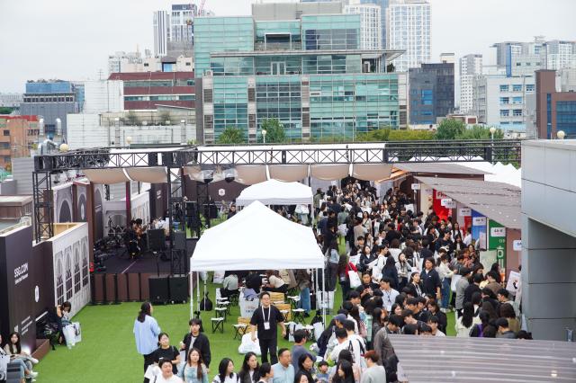 Visitors at a pop-up event in Seoul’s Seongsu district Courtesy of S Factory