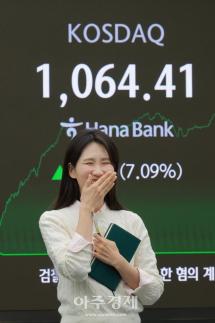 [포토] 코스닥, 4년만에 천스닥 돌파 