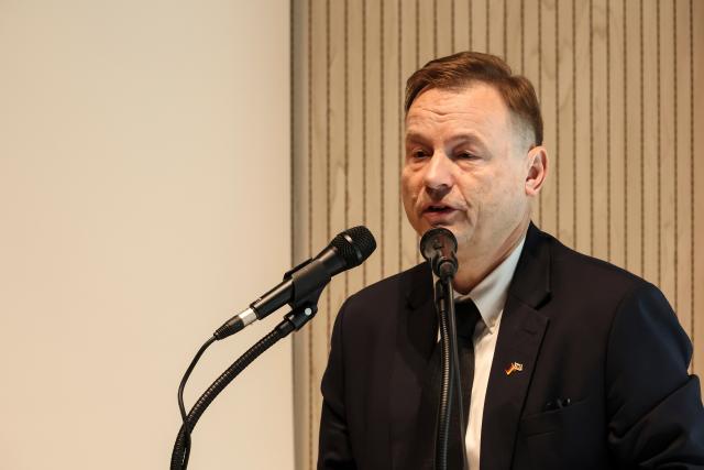 This photo taken during the opening event of Remembering for the Future show German Ambassador Georg Schmidt Jan 27 2026 AJP Yoo Na-hyun
