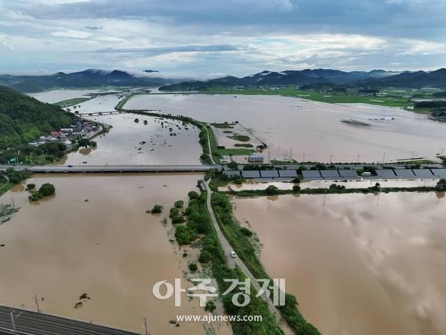 홍수로 물에 잠긴 나주 문평면 산호지구 농경지 모습 사진나주시