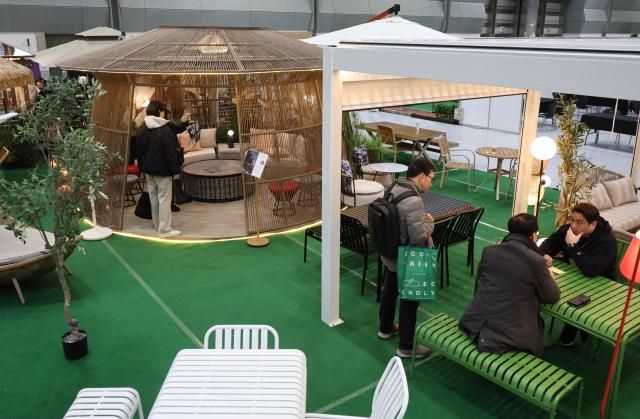 Visitors view landscape works at Korea landscape  garden expo 2026 at COEX in Gangnam Seoul Jan 30 2026 AJP Han Jun-gu