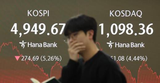 [포토] 코스피 5,000선 붕괴…코스닥도 하락