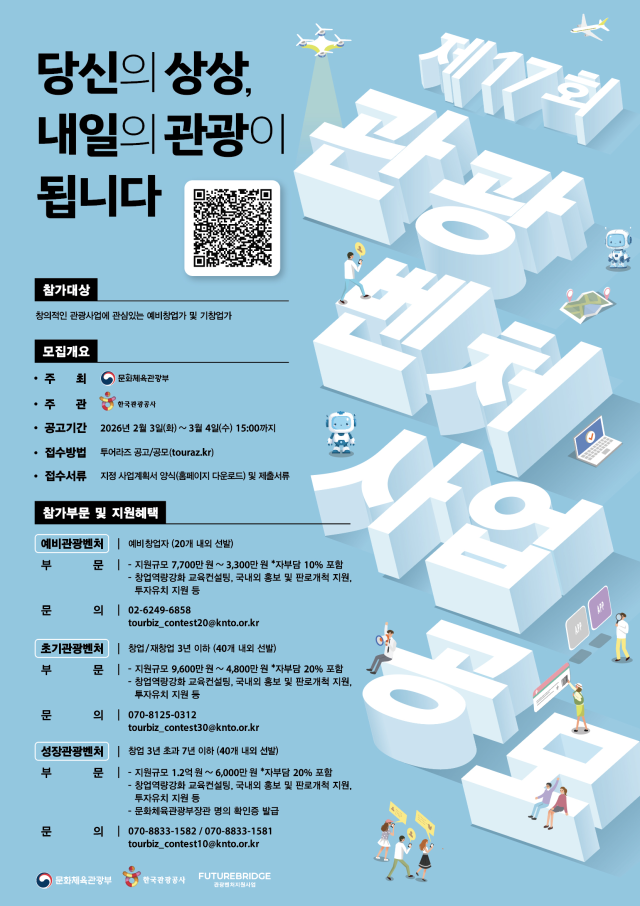 제17회 관광벤처사업 공모전은 인공지능AI 기술을 접목한 차세대 관광 서비스를 중심으로 유망 기업을 발굴하는 데 초점을 맞춰 진행한다 사진문화체육관광부