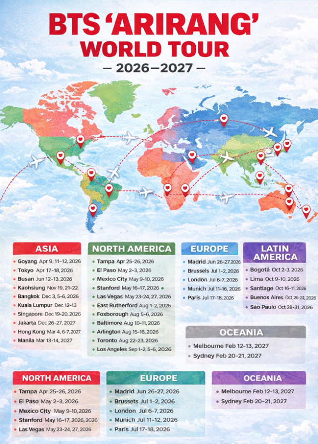 BTS Comeback D-46: world tour map affirming global reach 