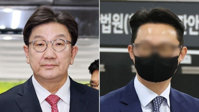 권성동 국민의힘 의원왼쪽과 윤영호 전 통일교 세계본부장 사진연합뉴스
