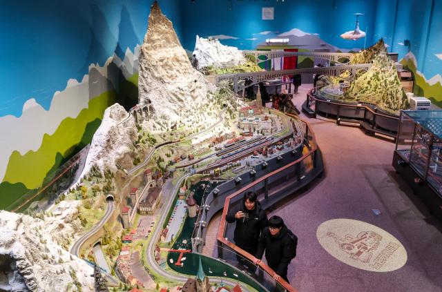 Visitors view exhibition displays at Nowon Train Village in Hwarangdae Railroad Park Nowon District Seoul on Feb 3 2026 AJP Yoo Na-hyun