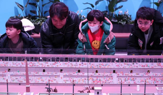 Visitors view exhibition displays at Nowon Train Village in Hwarangdae Railroad Park Nowon District Seoul on Feb 3 2026 AJP Yoo Na-hyun