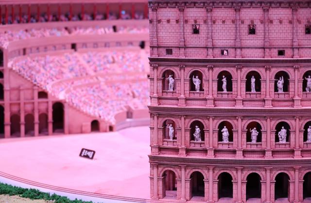 A model of Italy’s Colosseum is on display at Nowon Train Village in Hwarangdae Railroad Park Nowon District Seoul Feb 3 2026 AJP Yoo Na-hyun