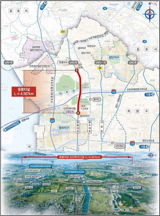 중봉터널 민간투자사업 사진인천시
