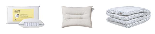 시몬스가 ‘숙면 선물 아이템’으로 추천하는 왼쪽부터비스코스프링 원더 필로우 시즌브리즈 울 필로우 블랙포레스트 구스 듀얼 서포트 토퍼 사진시몬스침대