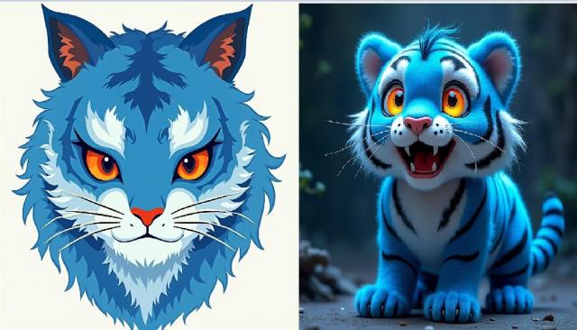 호랑이 캐릭터 학습전왼쪽과 학습후 사진국가유산진흥원 