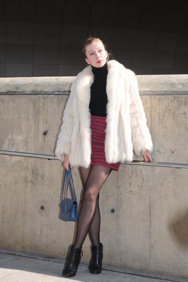 A model poses at DDP in Jung-gu Seoul Feb 6 2026 AJP Han Jun-gu