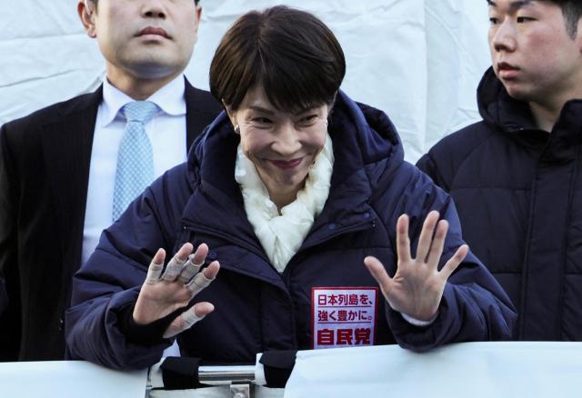 다카이치 사나에 일본 총리 겸 자민당 총재가 지난 3일 사이타마현 도코로자와에서 열린 선거 유세에 참석하고 있다 사진로이터연합뉴스