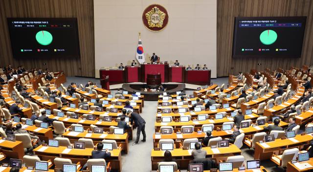 9일 국회에서 열린 2월 임시국회 본회의에서 대미투자특별법 처리를 위한 특별위원회 구성의 건이 여야 합의로 처리되고 있다 사진연합뉴스