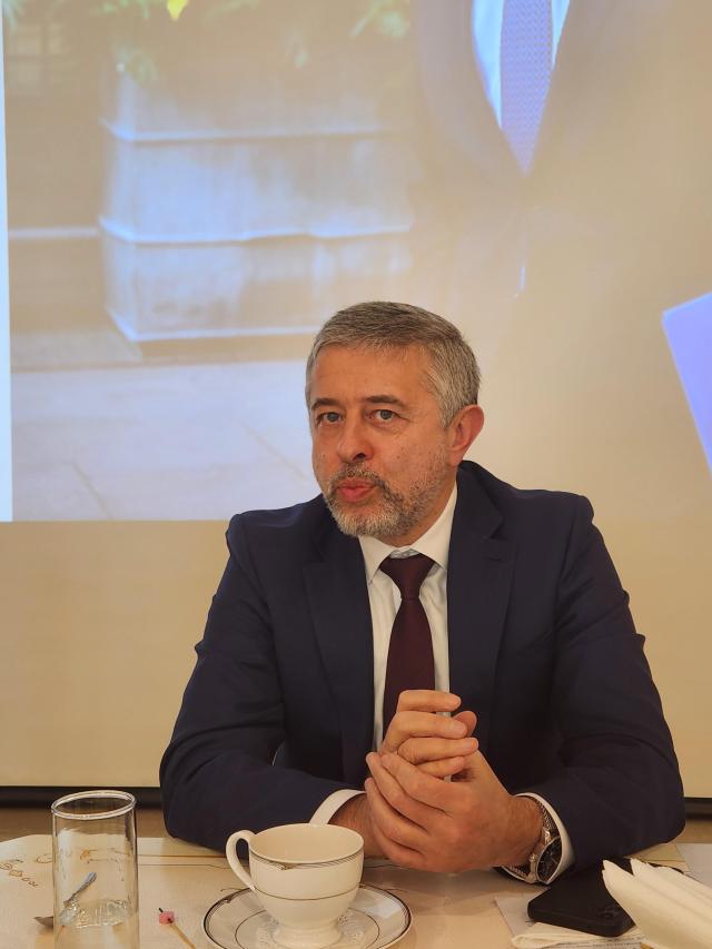 Russian ambassador to South Korea Georgy Zinoviev speaks to reporters in Seoul on Feb 11 2026