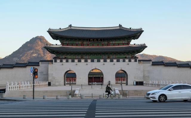 Gwanghwamun in Jongno District, Seoul. BTS is expected to pass through the center of the gate and head toward the performance stage, on Feb. 9, 2026. AJP Yoo Na-hyun