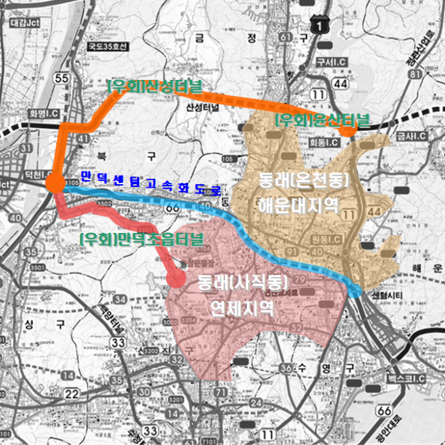 만덕센텀 고속화도로 우회도로 현황사진부산시