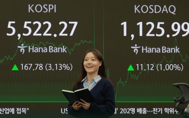 [포토] 코스피, 사상 첫 5,500선 돌파 마감