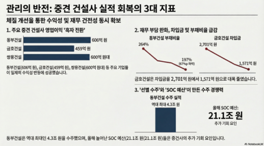 선별 수주·차입 축소 통했다…중견사 실적 회복 신호