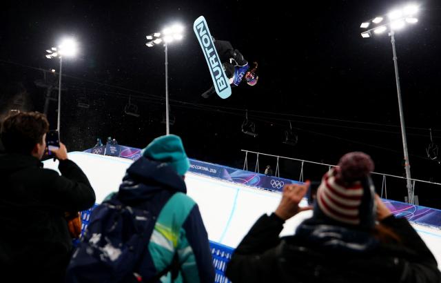 Milano Cortina 2026 Olympics - Snowboard - Women's Snowboard Halfpipe Final - Livigno Snow Park, Livigno, Italy - February 12, 2026. Choi Ga-on of South Korea in action during run 2 REUTERS/Marko Djurica (Courtesy of Yonhap News Agency)