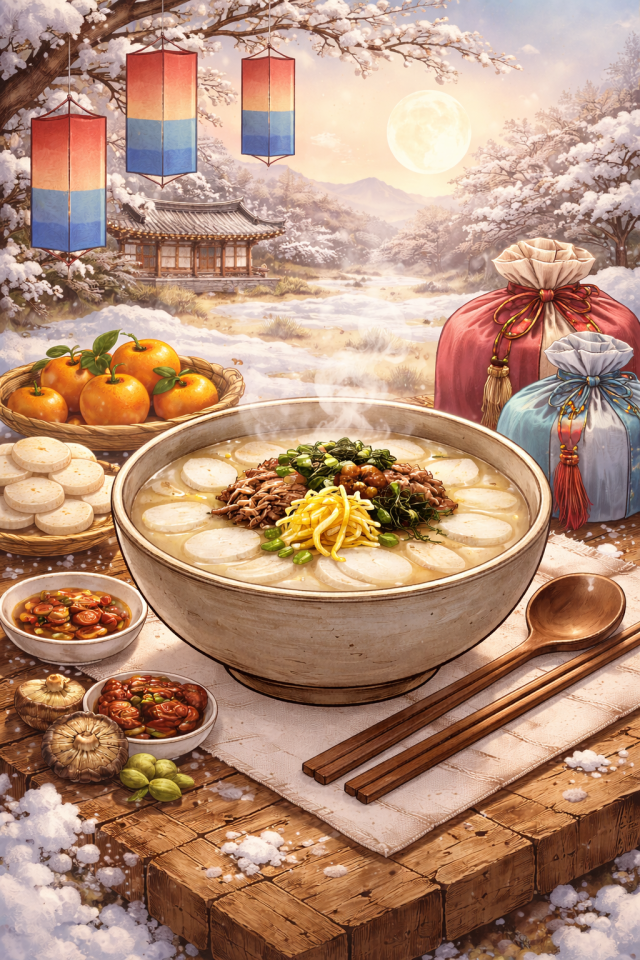 This photo created using Chat GPT show illustration of Seollal TteokgukGraphics by Chat Gpt