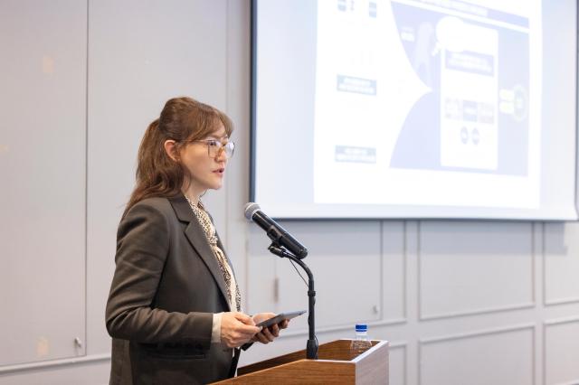 김소연 에스팀 대표이사가 13일 오전 서울 여의도 CCMM 빌딩에서 기업공개IPO 기자간담회에서 발언하고 있다 사진에스팀